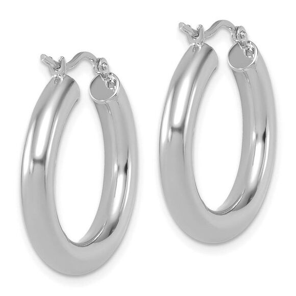 4mm x 24mm (15/16 Inch) 14k White Gold Classic Round Hoop Earrings - Picture 3 of 6